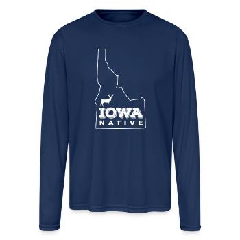 Idaho Native - Elk (white) - Men's Moisture Wicking Performance Long Sleeve T-Shirt - navy - Front