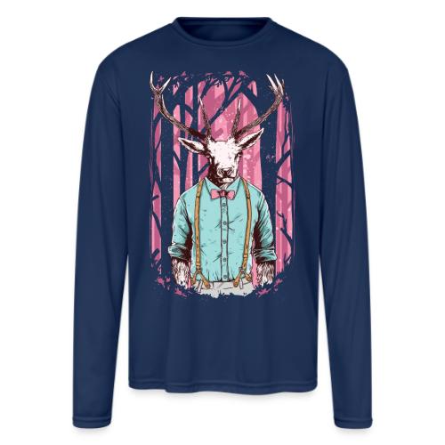 Fashion Deer with Bow Tie - Men's Moisture Wicking Performance Long Sleeve T-Shirt