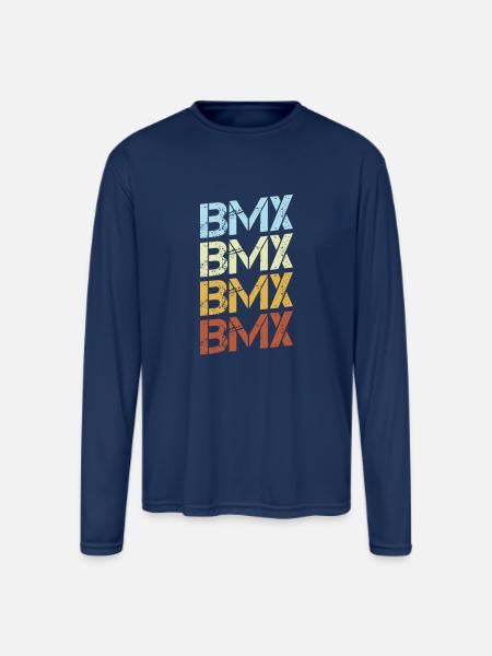 BMX Retro - Men's Moisture Wicking Performance Long Sleeve T-Shirt - navy