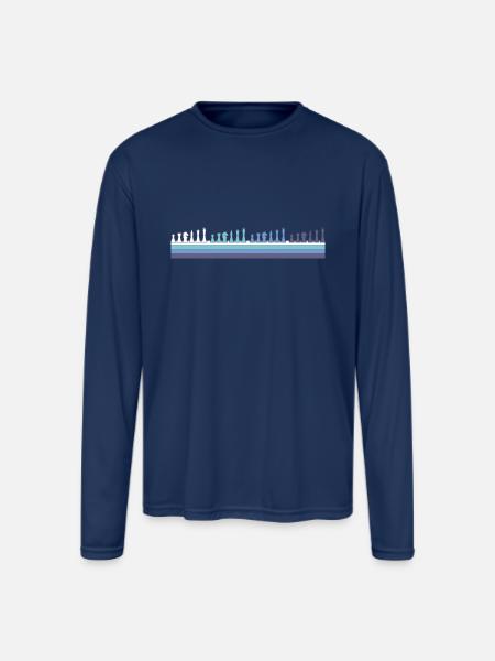 Gradient Chess Pieces Silhouette - Men's Moisture Wicking Performance Long Sleeve T-Shirt - navy