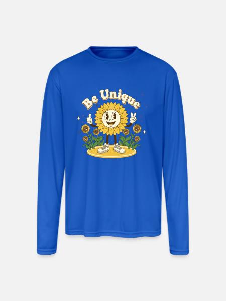 Be Unique Sunflower Hero - Men's Moisture Wicking Performance Long Sleeve T-Shirt - royal blue
