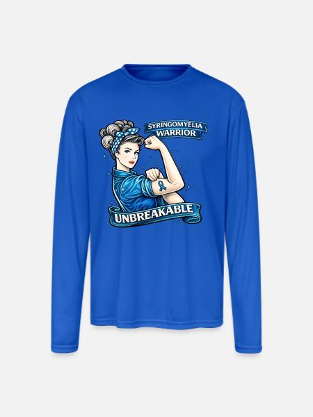 Syringomyelia Warrior Unbreakable - Men's Moisture Wicking Performance Long Sleeve T-Shirt - royal blue
