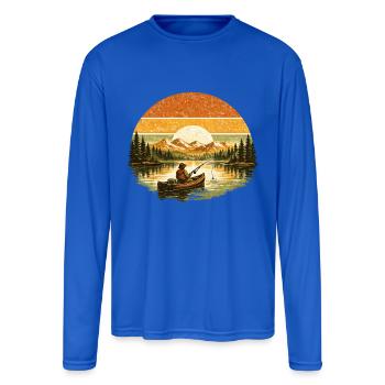 Sunset Catch Vintage Lake Fisherman - Men's Moisture Wicking Performance Long Sleeve T-Shirt - royal blue - Front