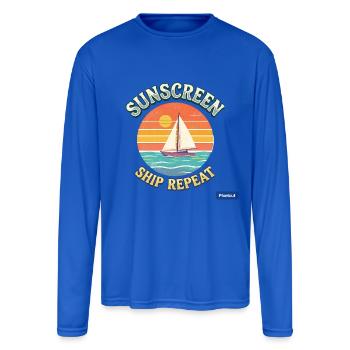 Sunset Sail Repeat Logo - Men's Moisture Wicking Performance Long Sleeve T-Shirt - royal blue - Front