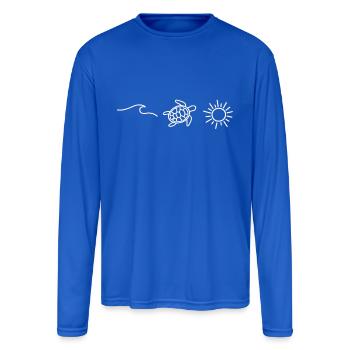Wave Turtle Sun Motif | Summer Shirt | Beach Shirt - Men's Moisture Wicking Performance Long Sleeve T-Shirt - royal blue - Front