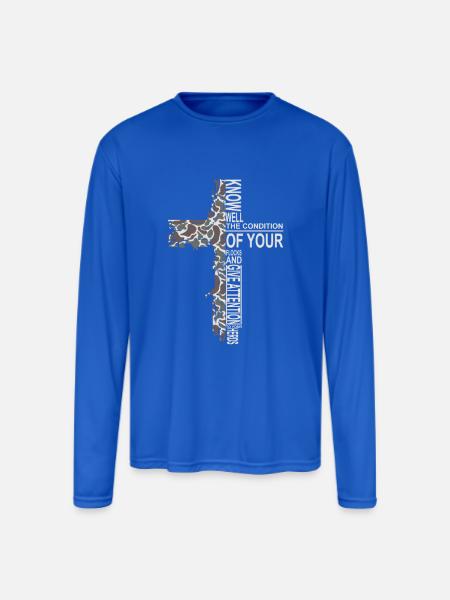 Camo Cross - Men's Moisture Wicking Performance Long Sleeve T-Shirt - royal blue