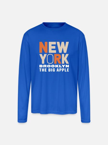 New York Brooklyn - The Big Apple Classic Design - Men's Moisture Wicking Performance Long Sleeve T-Shirt - royal blue