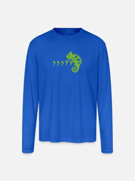 Comma Chameleon - Men's Moisture Wicking Performance Long Sleeve T-Shirt - royal blue