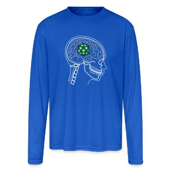 TABLETOP GAMING DICE ON BRAIN X-RAY DESIGN - Men's Moisture Wicking Performance Long Sleeve T-Shirt - royal blue - Front