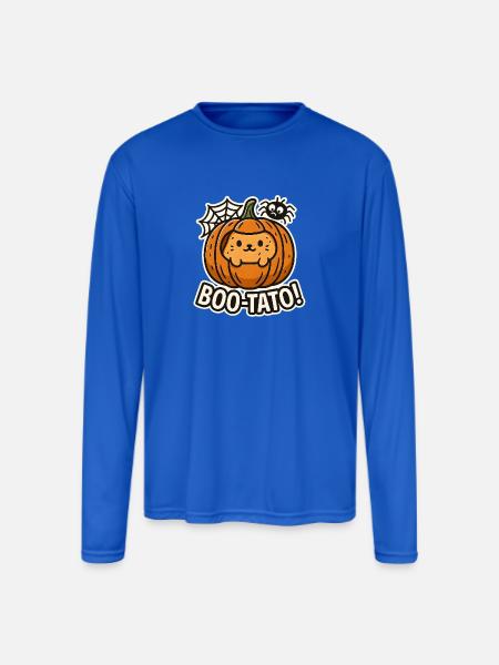 Pumpkin Boo-Tato Cute Halloween - Men's Moisture Wicking Performance Long Sleeve T-Shirt - royal blue