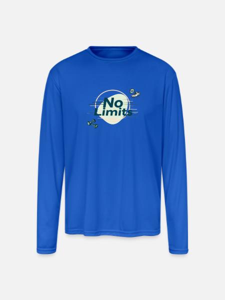 No Limits Fitness - Men's Moisture Wicking Performance Long Sleeve T-Shirt - royal blue