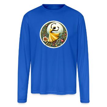 Golden Ballerina in Floral Circle - Men's Moisture Wicking Performance Long Sleeve T-Shirt - royal blue - Front
