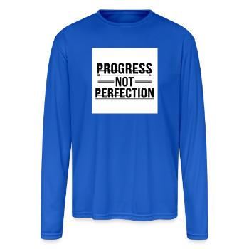 Progress Not Perfection - Men's Moisture Wicking Performance Long Sleeve T-Shirt - royal blue - Front