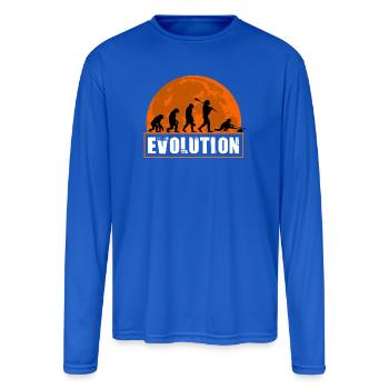 Evolution of Curling Winter Sports Curly Player - Men's Moisture Wicking Performance Long Sleeve T-Shirt - royal blue - Front