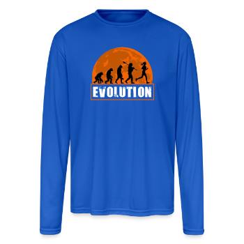 Running Evolution Running Girl Marathon Runner - Men's Moisture Wicking Performance Long Sleeve T-Shirt - royal blue - Front