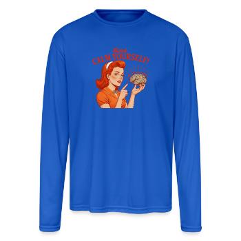 Retro Vintage Pinup Calm Your Nerves Brain - Men's Moisture Wicking Performance Long Sleeve T-Shirt - royal blue - Front