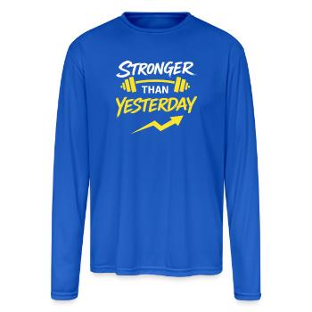 Stronger Than Yesterday Fitness - Men's Moisture Wicking Performance Long Sleeve T-Shirt - royal blue - Front