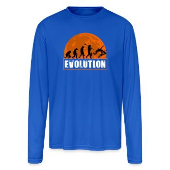 High Jumping Evolution Retro Athlete Silhouette - Men's Moisture Wicking Performance Long Sleeve T-Shirt - royal blue - Front