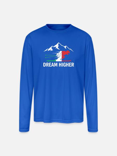 Dream Higher Alpine Skier - Men's Moisture Wicking Performance Long Sleeve T-Shirt - royal blue