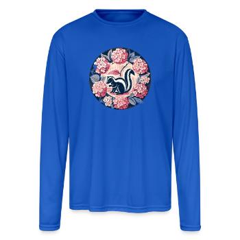 Hydrangea Circle Skunk Motif - Men's Moisture Wicking Performance Long Sleeve T-Shirt - royal blue - Front