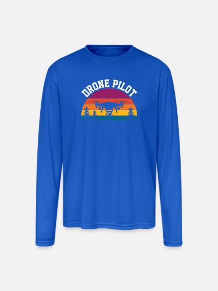 Drone Pilot - Men's Moisture Wicking Performance Long Sleeve T-Shirt - royal blue