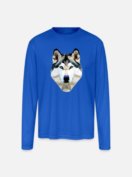 Husky Dog Polygon - Men's Moisture Wicking Performance Long Sleeve T-Shirt - royal blue