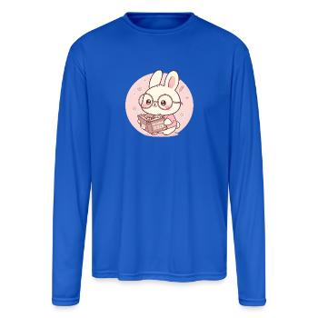 Overthinking Queen Bunny Reading - Men's Moisture Wicking Performance Long Sleeve T-Shirt - royal blue - Front