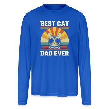 Best Cat Dad Ever - Men's Moisture Wicking Performance Long Sleeve T-Shirt - royal blue - Front