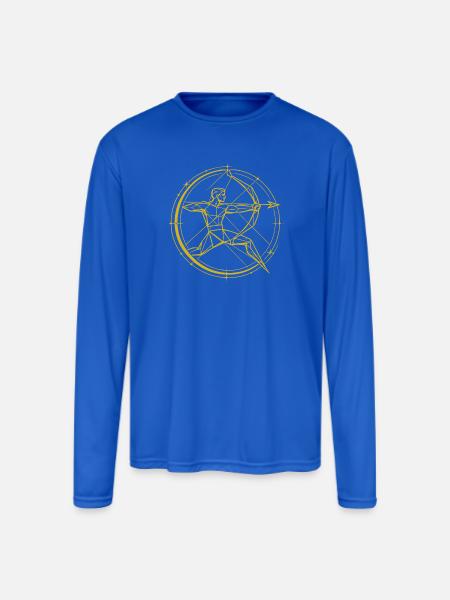 Geometric Vitruvian Circle - Men's Moisture Wicking Performance Long Sleeve T-Shirt - royal blue