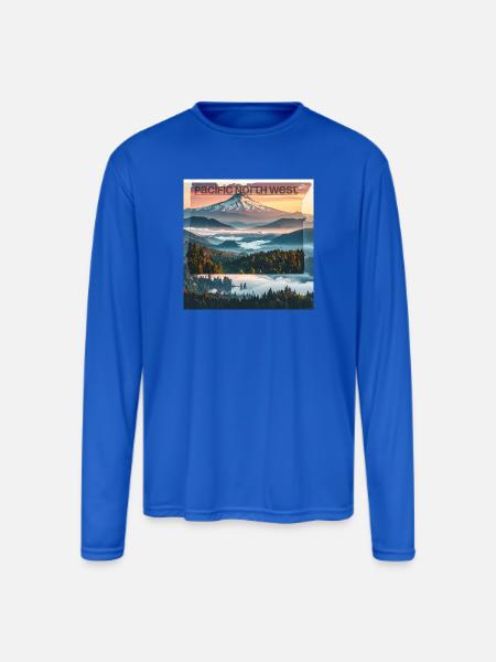 Pacific northwest - Men's Moisture Wicking Performance Long Sleeve T-Shirt - royal blue