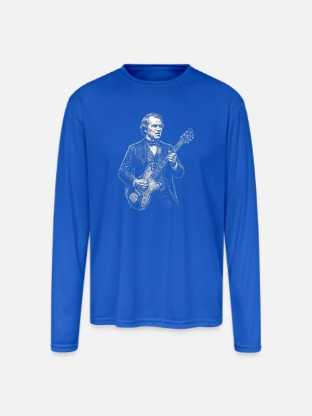 Andrew Johnson Guitarist Portrait  - Men's Moisture Wicking Performance Long Sleeve T-Shirt - royal blue