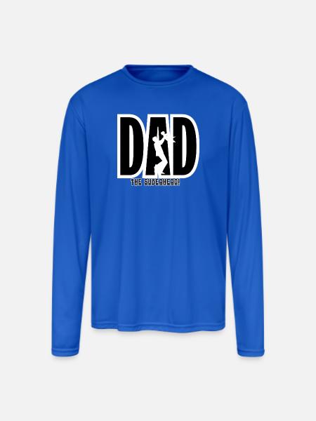 Dad Superhero Silhouette - Men's Moisture Wicking Performance Long Sleeve T-Shirt - royal blue