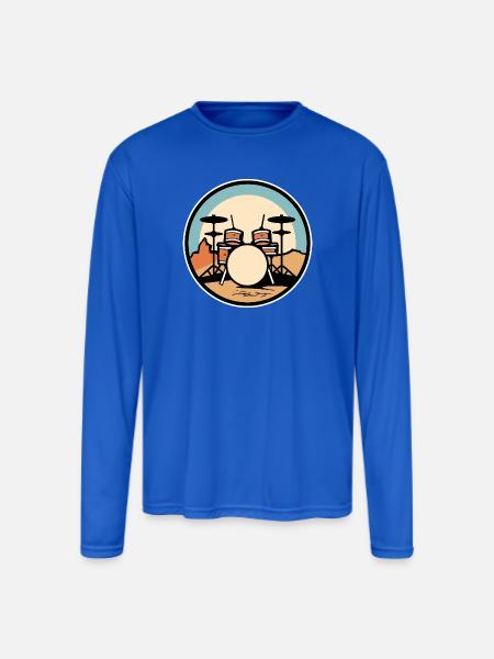 Drum Kit Artwork - Men's Moisture Wicking Performance Long Sleeve T-Shirt - royal blue