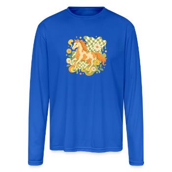 Pony Daisy Checkered Dream - Men's Moisture Wicking Performance Long Sleeve T-Shirt - royal blue - Front