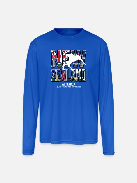 New_Zealand - Men's Moisture Wicking Performance Long Sleeve T-Shirt - royal blue