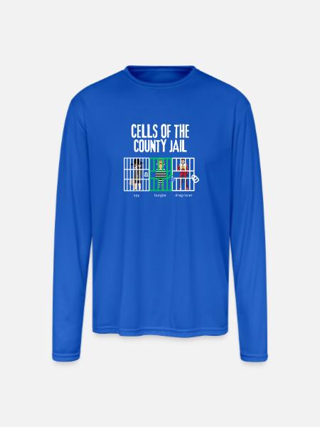 Cellblock Trio Jail Scene - Men's Moisture Wicking Performance Long Sleeve T-Shirt - royal blue