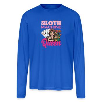 Slot Machine Queen Casino Gambling Poker Player - Men's Moisture Wicking Performance Long Sleeve T-Shirt - royal blue - Front