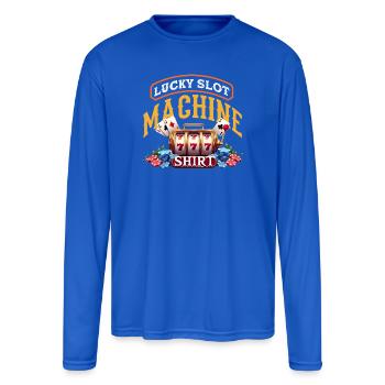 Lucky Slot Machine Casino Gambling Vegas - Men's Moisture Wicking Performance Long Sleeve T-Shirt - royal blue - Front