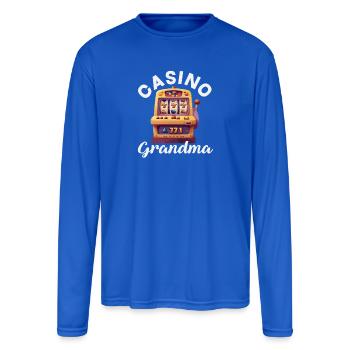 Casino Grandma Slot Machine Gambling Granny Vegas - Men's Moisture Wicking Performance Long Sleeve T-Shirt - royal blue - Front