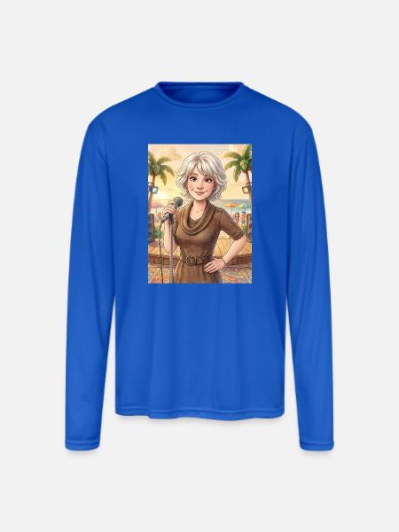 Beach Singer at Sunset - Men's Moisture Wicking Performance Long Sleeve T-Shirt - royal blue