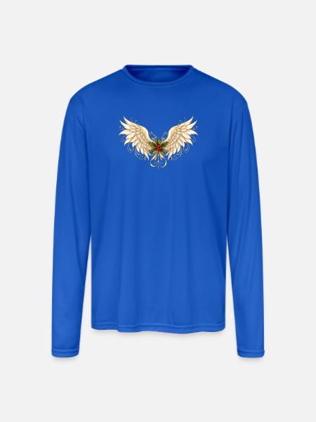 Holly Winged Halo Ornament - Men's Moisture Wicking Performance Long Sleeve T-Shirt - royal blue