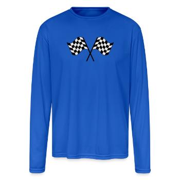Checkered Flags - Men's Moisture Wicking Performance Long Sleeve T-Shirt - royal blue - Front