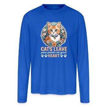 Cute Cat Skeleton clip art design - Men's Moisture Wicking Performance Long Sleeve T-Shirt - royal blue - Front
