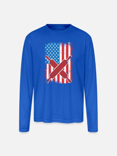 Baking USA Flag - Men's Moisture Wicking Performance Long Sleeve T-Shirt - royal blue