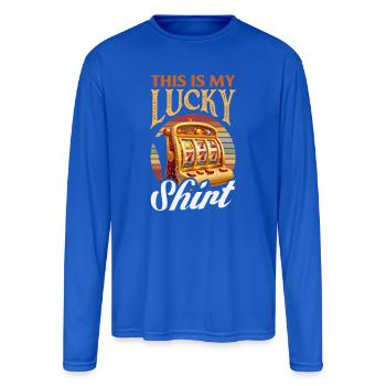 This Is My Lucky Shirt Casino Slot Machine - Men's Moisture Wicking Performance Long Sleeve T-Shirt - royal blue - Front