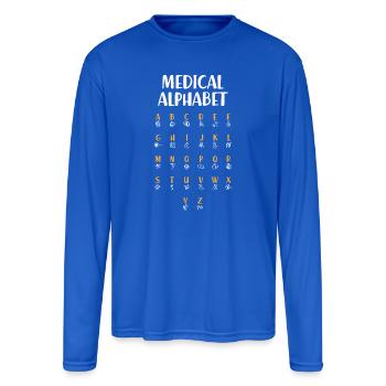 Medical Alphabet (dark) - Men's Moisture Wicking Performance Long Sleeve T-Shirt - royal blue - Front