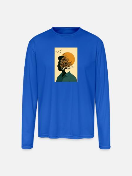 Sunlit Mindscape Silhouette - Men's Moisture Wicking Performance Long Sleeve T-Shirt - royal blue