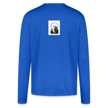 Moonlit Wolf Howl - Men's Moisture Wicking Performance Long Sleeve T-Shirt - royal blue - Back