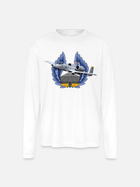 A-10 Thunderbolt - Men's Moisture Wicking Performance Long Sleeve T-Shirt - white
