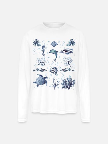 Under the Ocean - Men's Moisture Wicking Performance Long Sleeve T-Shirt - white
